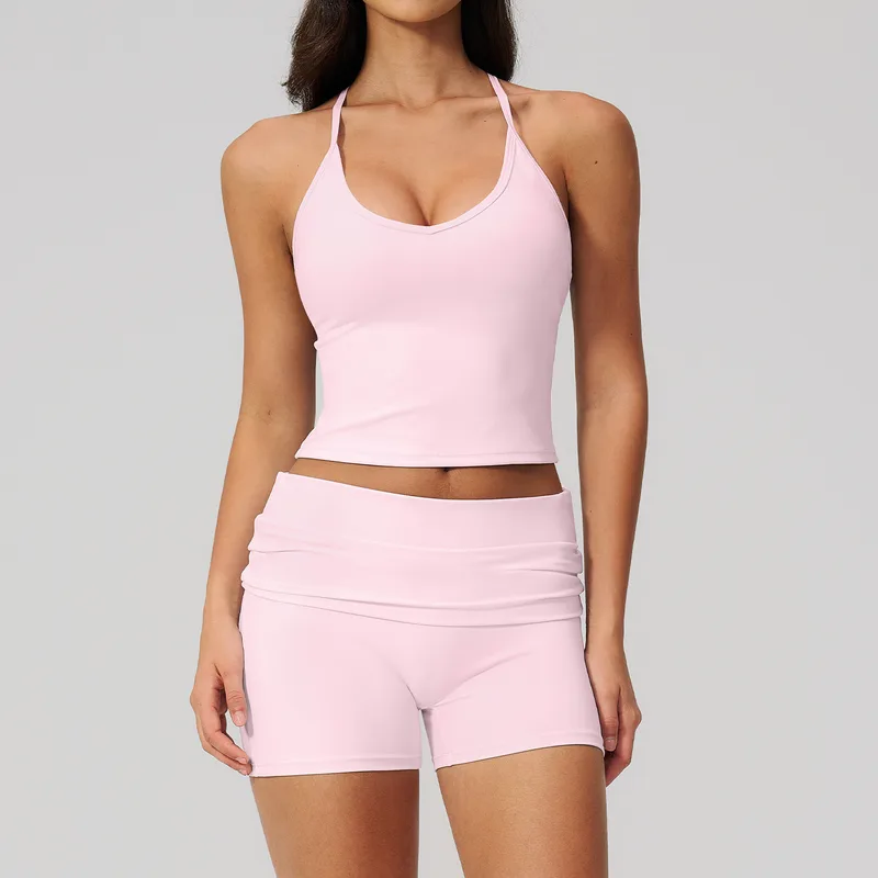 Women's Brushed Running Yoga Activewear Set Backless Strappy