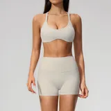 TS5560-1 · Pearl Grey Pearl Grey Women's High Waist Yoga Set High Waist Fitted