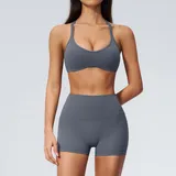 Haze Blue Women's High Waist Yoga Set High Waist Fitted