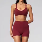 Ankola Red Women's High Waist Yoga Set High Waist Fitted