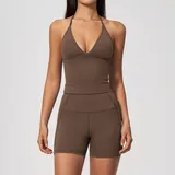 TS5575-4 · Deep Cocoa Deep Cocoa Women's Deep V Yoga Set Deep V Fitted