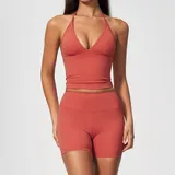Apple Red Women's Deep V Yoga Set Deep V Fitted