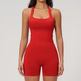 TS7790-2 · Bright Red Bright Red Women's Seamless Running Yoga Activewear Set Tank Fitted