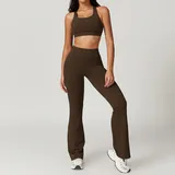 Roasted Coffee Women's Cloud Feel Yoga Set Backless Slimming Fitted