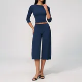 Badge Blue Women's Training Yoga Activewear Set High Waist Fitted