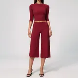 Cherry Red Women's Training Yoga Activewear Set High Waist Fitted