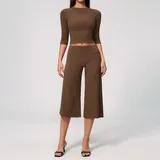 TS8455-5 · Chocolate Brown Chocolate Brown Women's Training Yoga Activewear Set High Waist Fitted