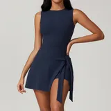 TS8793-2 · Badge Blue Badge Blue Women's Backless Fitted Tennis Athletic Skort Layered Slimming