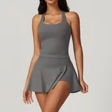 Free Grey Women's Yoga Set Butt Lifting Running Backless Fitted