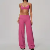 Berry Rose Brushed Tummy Control Women's Yoga Activewear Set Backless