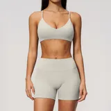 Pearl Grey Women's Pilates Yoga Activewear Set 2 Piece Backless