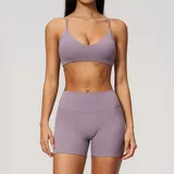 TS9616-4 · Lilac Lilac Women's Pilates Yoga Activewear Set 2 Piece Backless
