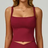 Cherry Red Women's Sleeveless Tank Top Running Fitness Backless Fitted