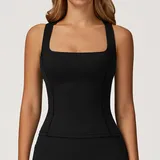TT2044-2 · Jet Black Jet Black Yoga Women's Sleeveless Workout Tank Top Backless Fitted