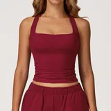 TT2044-3 · Cherry Red Cherry Red Yoga Women's Sleeveless Workout Tank Top Backless Fitted