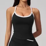 Jet Black Women's Running Sleeveless Workout Tank Top Backless Fitted