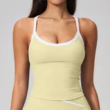 Ivory Yellow Women's Running Sleeveless Workout Tank Top Backless Fitted