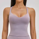 Hyacinth Purple Women's Sleeveless Tank Top Running Cross Back Backless