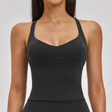 TT2546-2 · Jet Black Jet Black Women's Sleeveless Tank Top Running Cross Back Backless