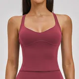 Retro Red Women's Sleeveless Tank Top Running Cross Back Backless