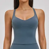Cyan Sparrow Blue Women's Sleeveless Tank Top Running Cross Back Backless