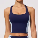 Dark Navy Women's Running Sleeveless Tank Top Bare Feel Stretch
