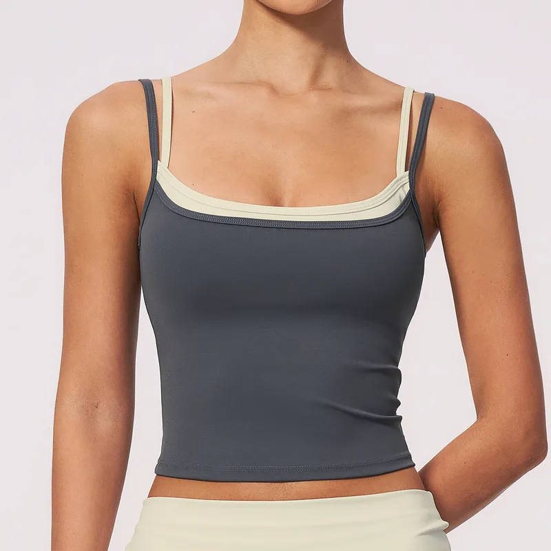 Women's Backless Sleeveless Workout Tank Top Layered Fitted