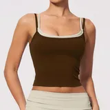 Espresso Black Women's Backless Sleeveless Workout Tank Top Layered Fitted