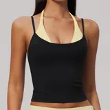 TT2585-2 · Meteor Black & Yellow Meteor Black & Yellow Running Women's Sleeveless Tank Top Halter Neck Strappy