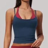 TT2585-4 · Teal Blue & Red Teal Blue & Red Running Women's Sleeveless Tank Top Halter Neck Strappy
