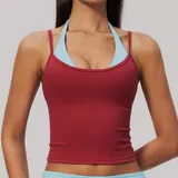 Pomegranate Red & Blue Running Women's Sleeveless Tank Top Halter Neck Strappy