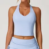 TT3055-3 · Sky Gray Blue Sky Gray Blue Women's Backless Outdoor Fitness Supportive Sports Bra Tank