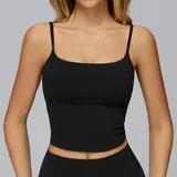 Jet Black Women's Sleeveless Tank Top Yoga Backless Brushed Cutout
