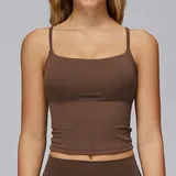 Chocolate Brown Women's Sleeveless Tank Top Yoga Backless Brushed Cutout