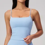 Clear Sky Blue Women's Sleeveless Tank Top Yoga Backless Brushed Cutout