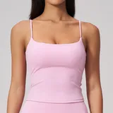 Sakra Pink Women's Sleeveless Tank Top Yoga Backless Brushed Cutout