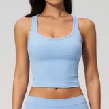 Clear Sky Blue Pilates Women's Sleeveless Workout Tank Top Breathable Slimming