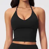 Jet Black Slimming Yoga Women's Sleeveless Tank Top V Neck