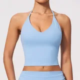 Light Blue Slimming Yoga Women's Sleeveless Tank Top V Neck