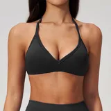 Jet Black Women's Seamless Backless Supportive Bra Halter Neck Fitted