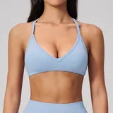 TT3595-5 · Light Blue Light Blue Women's Seamless Backless Supportive Bra Halter Neck Fitted