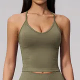 Pine Green Backless Running Women's Sleeveless Tank Top Halter Neck