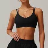 Jet Black Women's Running Supportive Bra Cross Back Backless Tank