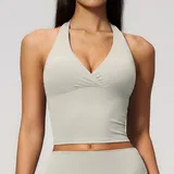 Pearl Grey Women's Slimming Yoga Supportive Bra Deep V Backless