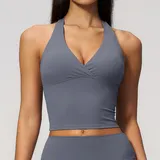 Haze Blue Women's Slimming Yoga Supportive Bra Deep V Backless
