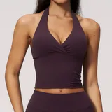 Ink Purple Women's Slimming Yoga Supportive Bra Deep V Backless