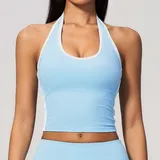 Wave Blue Women's Supportive Bra Halter Neck Backless Tank Fitted