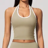 Linen Women's Supportive Bra Halter Neck Backless Tank Fitted