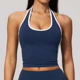 Dark Navy Women's Supportive Bra Halter Neck Backless Tank Fitted