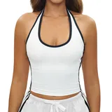 Swan White Women's Supportive Bra Halter Neck Backless Tank Fitted